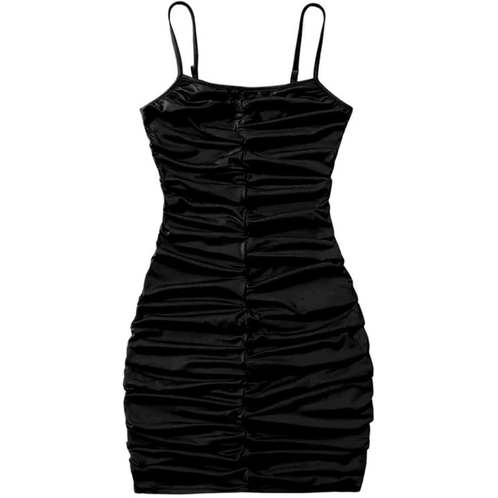 Black Ruched Midi Dress